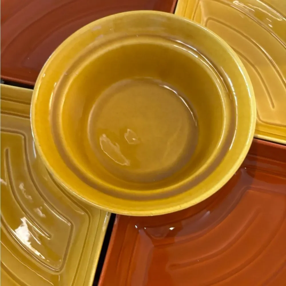 California Pottery Mid Century Modern Chip & Dip Set/ Relish Tray